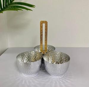 Lujo Metal 100% alimentos seguros para ensaladas cuencos nueces cuencos bandeja hecha a mano nueva llegada Servidor de condimentos para fiestas pulido sostenible - Product Image 1