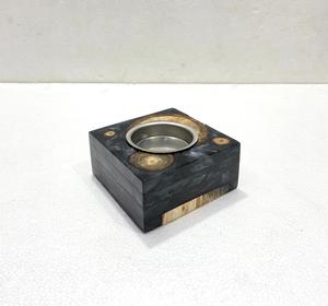 Quemador de Incienso de Cristal con Incrustaciones de Madera y Resina Epoxi Ecológica, Decoración de Hogar de Lujo, Quemador de Carbón Pulido de Tamaño Personalizado, Soporte para Oud - Product Image 2