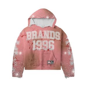 Sudadera con Capucha Personalizada con Apliques Bordados, Estilo Desgastado, Lavado Ácido, Vintage, para Hombre, Felpa, Ropa Urbana, 100% Algodón Ecológico - Product Image 2