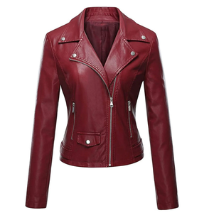 Top Offre Spéciale femmes Biker Style veste en cuir véritable revers col fermeture éclair respirant coton doublure XL Direct en gros Sialkot - Product Image 1