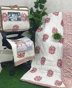 Ensemble de literie en coton imprimé à la main en Inde, motif floral, taille king, couvre-lit en coton imprimé, linge de lit imprimé, fleurs, ensemble en coton - Product Image 1