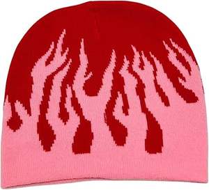 Fall <b>Winter</b> Beanie Knit <b>Hats</b> for <b>Men</b> & Women, Warm & Soft Stylish Cotton Flame Skull Caps - Product Image 5