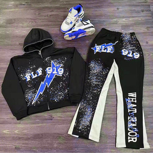 Ensemble de survêtement unisexe d'hiver à séchage rapide, sweat à capuche et pantalon de jogging, vêtements de sport brodés personnalisés 100% coton - Product Image 5