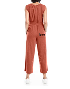 Vente chaude Femmes de Français Terry Taille Cravate Salopette 62% RAYONNE 33% POLYESTER 5% SPANDEX Importé Bouton fermeture Laver À La Machine - Product Image 6