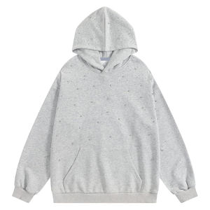 Sudaderas con Capucha de Felpa de Algodón Grueso para Hombre, Bordadas con Pedrería, Cuello con Capucha, Personalizables, Otoño - Product Image 1