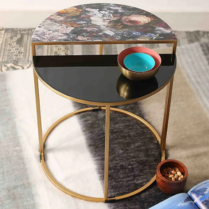 Mesa de centro de mármol blanco y negro, Decoración de casa de hotel y granja, mesa de centro clásica y muebles decorativos - Product Image 1