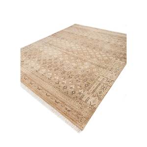 Viscaya Beige <b>Brown</b> Hand Knotted <b>Wool</b> Rug AKWL-3116 Geometric Pattern Living Carpet for Home Entryway Car Rectangle Puzzle Shape - Product Image 2