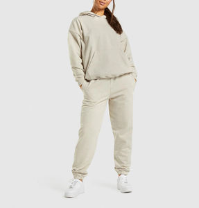 Ensemble de jogging 2 pièces XL grande taille pour femmes-Pantalon de survêtement à capuche en velours respirant 100% coton Logo personnalisé Nouveau design Printemps - Product Image 3