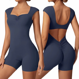 Vente en gros d'usine de vêtements de sport une pièce à manches longues pour le fitness vêtements d'entraînement body à la mode combinaison de yoga à demi-fermeture éclair - Product Image 3