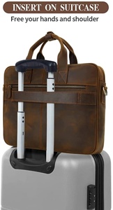High Quality Genuine <b>Leather</b> 18 Inch Laptop Briefcase for <b>Men</b> Women Best Office/School/College <b>Satchel</b> Bag -0020B - Product Image 5