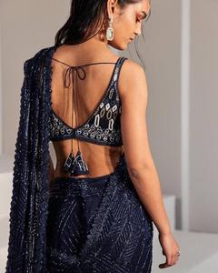 ชุดส่าหรีสำหรับผู้หญิงเสื้อทำงานผ้าจอร์เจียชุดเสื้อผ้าบูติกดีไซน์เนอร์เสื้อทำงานทั้งสองข้าง - Product Image 2