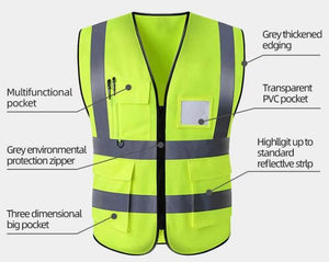 Gilet de sécurité en polyester haute visibilité, imperméable, vêtements de travail avec éléments réfléchissants haute visibilité - Product Image 6