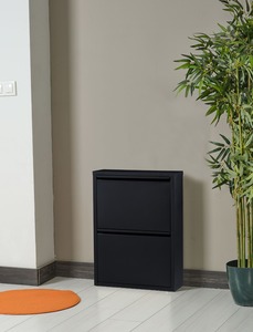 ALVEON Moderno Armario Zapatero de Acero Inoxidable de 2 Capas, Ajustable, Impermeable, Ahorra Espacio, Montado en Pared, 0.6mm de Grosor, Texturizado - Product Image 4