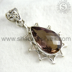 Charming Pendant 925 Sterling Silver Natural Smoky Quartz Gemstone Teardrop Shape Charm <b>Handmade</b> <b>Jewelry</b> Wholesaler Manufacturer - Product Image 2