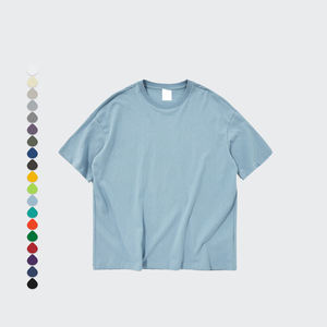 เสื้อยืดผ้าฝ้าย100% สำหรับผู้ชายทรงโอเวอร์ไซส์แฟชั่นแขนสั้นมีกระเป๋า240กรัมผ้าน้ำหนัก3D ทึบ - Product Image 5