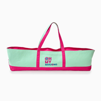 Sac de transport portable rose menthe avec logo personnalisé pour Mahjong américain, grande capacité, en tissu, pour tuiles, supports et tapis de table