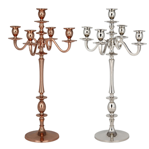 Attractive Elegant Metal Candelabra Rose Gold Silver Plated New Design Candelabra Decorative Handmade <b>Candlestick</b> Pillar Holder - Product Image 2