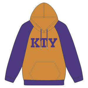 Sudadera con Capucha Omega Bordada Premium en Dorado Antiguo y Morado, Mangas Raglán, Ropa de Fraternidad Griega, Ropa Universitaria Divine Nine HBCU - Product Image 2