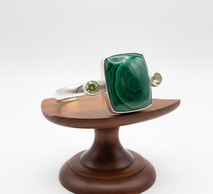 <b>Men</b> Bohemian Style Rose <b>Gold</b> Tibetan Silver Beaded <b>Bracelet</b> Handcrafted Malachite Cabochon High Quality Certified Bangle Cuff - Product Image 4