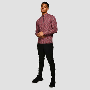 2025 Logo personnalisé imprimé léger respirant Cardinal rouge 88% polyester 12% élasthanne coupe régulière hommes pull 1/4 fermeture éclair longue - Product Image 4