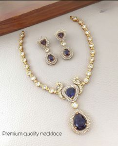 Conjunto de collar con acabado mate CZ perfecto para ropa de fiesta collar mínimo con pendientes último diseño hermoso con acabado Premium - Product Image 2