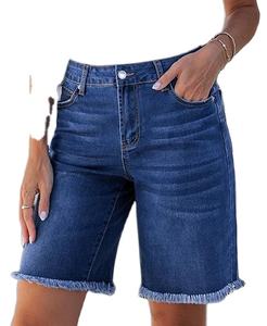 <b>Jean</b> Shorts for <b>Women</b> Trendy High <b>Waisted</b> Seamed Front Stretchy Denim Shorts Cut - Product Image 3