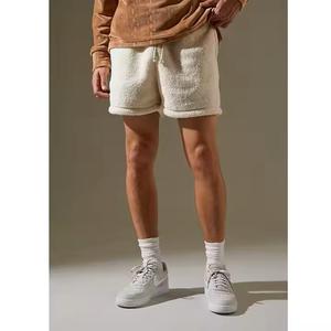 2025 Men's Summer Sherpa Fleece Board <b>Shorts</b> Casual Mid-Waist With Double Pockets Solid Pattern Painted <b>Decoration</b> Plain Dyed - Product Image 4