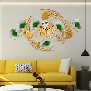 Ak jam dinding logam bulat besar kuningan, bentuk bulat jam dinding dekorasi emas untuk dekorasi Jam pernikahan