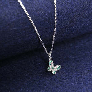 NOVAMART Fine Silver Verde Trendy Butterfly <b>Pendant</b> Chain Rhodium Plated Zircon <b>Opal</b> Diamond Pearl Cute Religious Cross Design f - Product Image 2