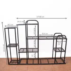 Đa chức năng có thể gập lại nhiều lớp Kệ nhà bếp rau cây kim loại giá gấp lưu trữ giá với màu đen