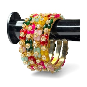 Handcrafted Multi Color Pearl Kada <b>Set</b> Trendy Gold Plated Premium Quality Women's Wedding <b>Bangles</b> Wholesale - Product Image 3
