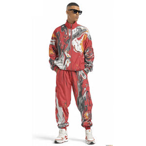 Ensemble sweat-shirt et pantalon de jogging à col montant, coupe ample, sublimation, pour homme, streetwear d'hiver, survêtement en polaire, pantalon en polaire ample pour homme - Product Image 1