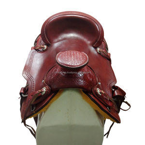 Cómodo para montar con estribo ajustable Cuerno de cuero decorativo Western Roping Ranch Wade Saddle Western Riding Saddle - Product Image 4