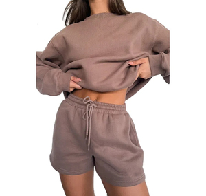 Conjunto de pantalones cortos de 2 piezas al por mayor, ropa informal cómoda de algodón para mujer, conjuntos de pantalones cortos de talla grande, chándales para mujer, conjunto de pantalones cortos deportivos - Product Image 1