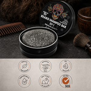 Shampoo solide pour barbe naturel avec beurre de karité, amande, huile de macadamia, huile d'olive, extraits botaniques d'aloe vera et vitamine E pour hommes 60g - Product Image 4