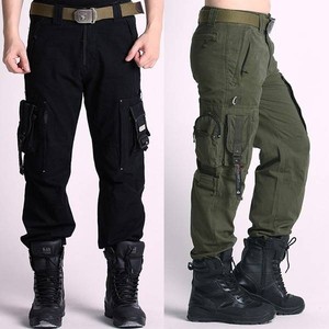 Pantalones Cargo Tácticos Casuales para Hombre, con Cordón Ajustable Incorporado, Cierre de Botones, Dos Bolsillos Traseros de Parche, Antiarrugas, Unisex, de Algodón - Product Image 3