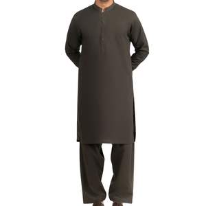 Traje Tradicional Pakistaní Shalwar Kameez Azul Medianoche para Hombre, Kurta Pajama de Diseñador con Tela de Alta Calidad, Personalizable - Product Image 5