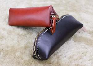 Wholesale Custom Premium Grain Leather <b>Pencil</b> Pen Zip <b>Case</b> Handcrafted Cosmetic <b>Bag</b> Kids Pouch Premium FBA Product - Product Image 4