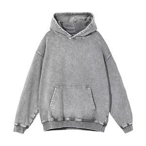 Sweat à capuche d'hiver délavé à l'acide avec logo personnalisé, tissu polaire respirant à séchage rapide, sweat à capuche pour homme écologique - Product Image 4