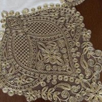 Nappe en dentelle soluble dans l'eau de couleur crème, broderie florale dorée de luxe, carrée ou rectangulaire, couverture de table décorative