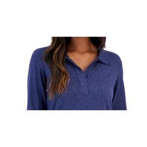 Maglione Polo Casual da Donna Karen Scott in Stile Coreano, in Peluche Traspirante Blu XX-Large per Inverno Autunno con Bottoni Frontali e Logo - Product Image 2
