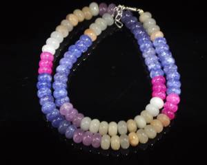 Collar de Cuentas Redondas de Caramelo Arcoíris, Cuentas de Piedras Preciosas Multicolores Lisas de 8 mm, Collar de Cuentas de Caramelo Colorido - Product Image 1