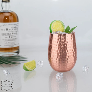 Modern Design Single Piece Hammered Pure Copper Glass <b>Tumbler</b> for Serving Drinks Like Water Juice <b>Wine</b> for Bars - Product Image 2