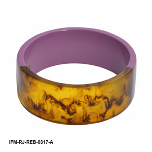 Brazalete de Resina de Caparazón de Tortuga Hecho a Mano, Dos Tonos Ámbar y Morado Malva, Brazalete Grueso para Mujer - Product Image 2