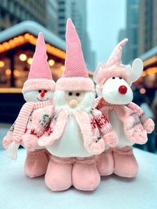 Le luci classiche del pupazzo di neve delle renne Gnome peluche di natale allungabile suonano piccole decorazioni rosa oro rosso - Product Image 3