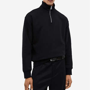 Sweat-shirt demi-zippé de qualité pour homme, hiver, 100 % coton, tissu épais, décontracté, col montant, respirant, coupe-vent - Product Image 2