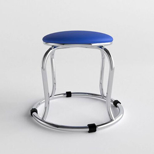 Silla Redonda Baja de Acero Inoxidable de Estilo Industrial - Product Image 1