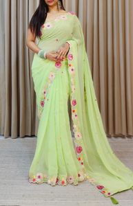 Nhà thiết kế đẹp <span class=keywords><strong>georgette</strong></span> lụa Saree với trình tự và thêu làm việc đám cưới và bên mặc phong cách Pakistan - Product Image 2