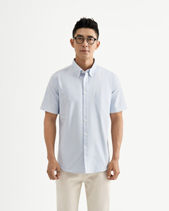 Camisa de Hombre de Manga Corta, Lisa, Casual, Transpirable, Ajustada, Estilo Clásico, para Otoño, de Routine Vietnam - Product Image 1