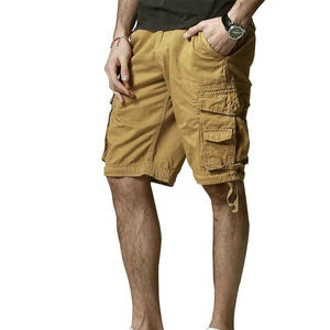 Short Cargo 100% Coton pour Homme Noir de Haute Qualité 6 Poches Style Décontracté Toile à Motif Solide Grandes Poches Taille Moyenne Teinte Unie - Product Image 5